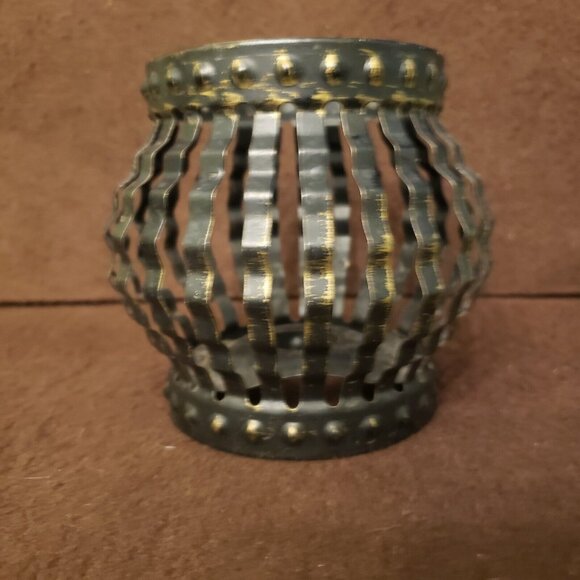 Vintage‎ Mid Century Black Metal Caged Votive Candle Holder Home Interiors - Picture 5 of 8